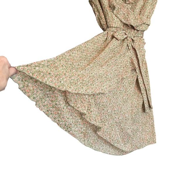 Kate Lily Summery Garden Dress-Ruffles-Faux Wrap-UK 14-US 10-Surplice Neck - Picture 6 of 11